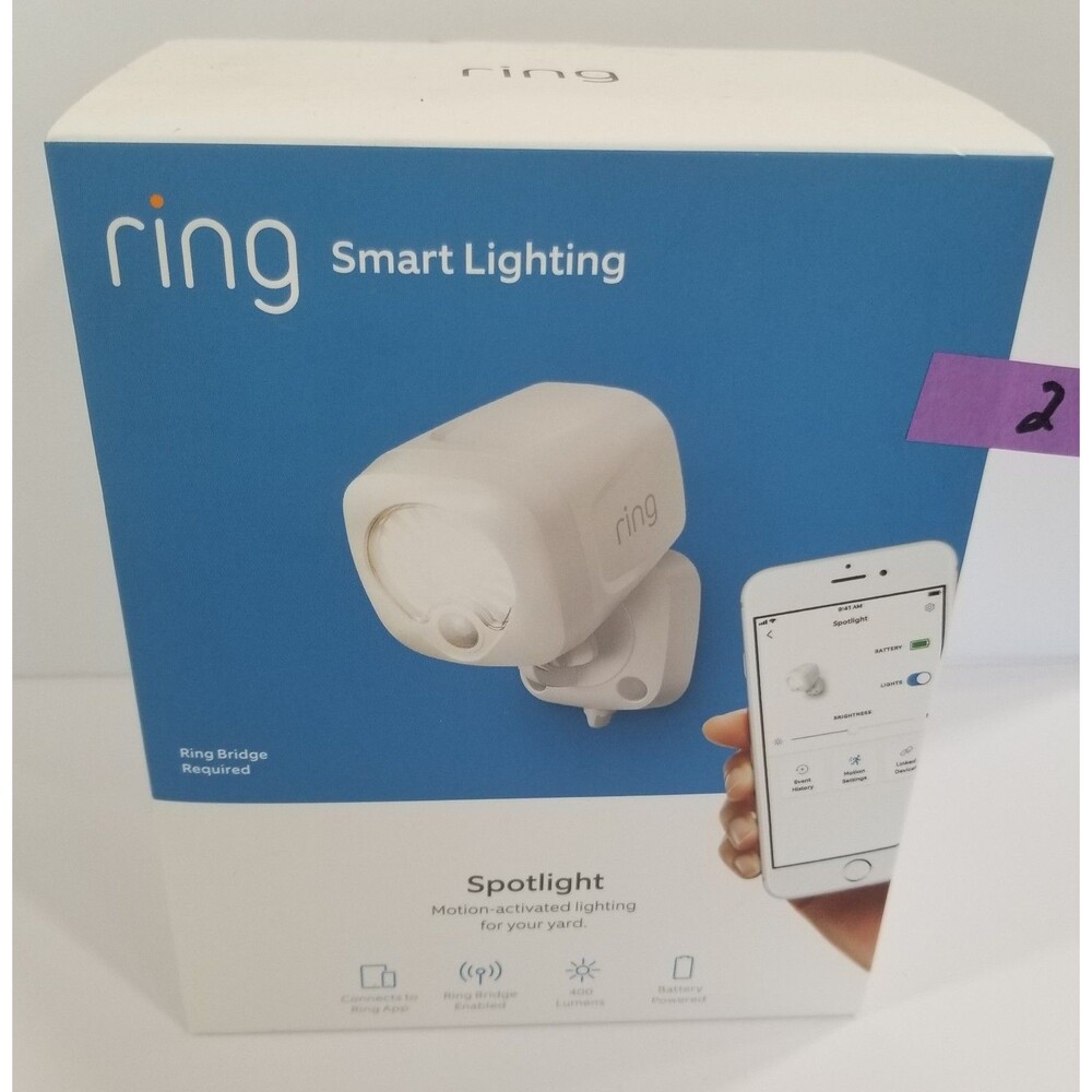 Ring Smart Lighting Spotlight New Sealed Motion Activated Outdoor 400 Lumens